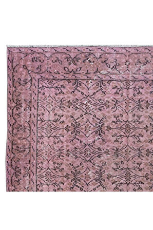200x300 cm, Pembe El Yapımı Halı, Yenilenmiş Eski Halı, Yeniden Boyanmış Modern Halı