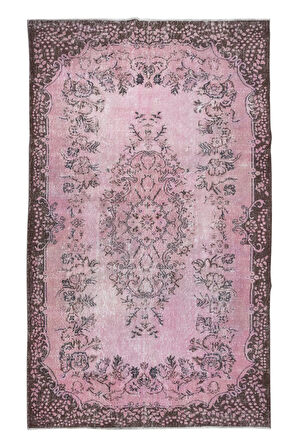 182x305 cm, Eski El Yapımı Türk İşi Halı, El Dokuma Pembe Halı