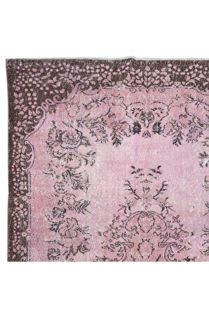182x305 cm, Eski El Yapımı Türk İşi Halı, El Dokuma Pembe Halı