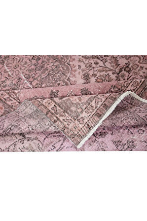 210x308 cm, El Düğümlü Pembe Halı, Dekoratif El Dokuması Yün ve Pamuktan Yapılmış Alan Halısı