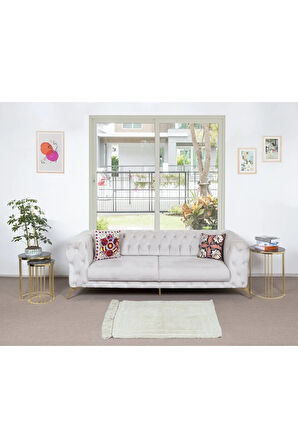 94x112 cm Doğal Boyasız Bej Yünden Minimalist Eski El Yapımı Anadolu Küçük Tülü Halı