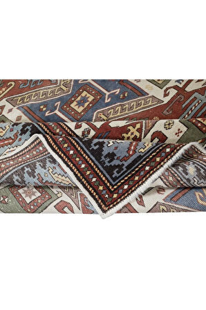 190x189 Cm Geometrik Desenli Modern El Düğümlü Türk Alan Halısı