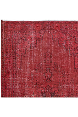 152x250 cm, Kırmızı Oturma Odası Halısı, Yenilenmiş Türk Halısı, El Düğümlü Alan Halısı