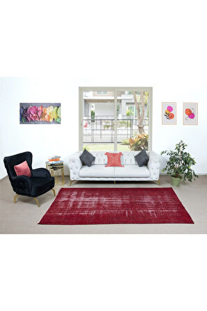 180x278 cm, El Düğümlü Kırmızı Halı, Modern El Dokuması Yün ve Pamuktan Yapılmış Alan Halısı