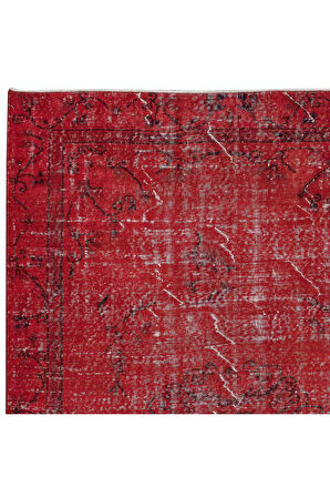 152x253 cm, El Düğümlü Kırmızı Halı, Dekoratif El Dokuması Yün ve Pamuktan Yapılmış Alan Halısı