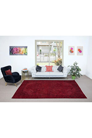 210x316 cm, Çağdaş El Düğümlü Halı, Kırmızı El Dokuması Yün ve Pamuktan Yapılmış Alan Halısı