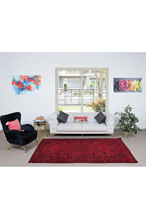 169x276 cm, Modern El Yapımı Halı, Kırmızı Çocuk Odası Halı, Kırmızı Ev Dekoru