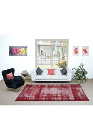 185x303 cm, El Yapımı Türk Halısı, Kırmızı El Dokuması Halı, Modern Yünlü Halı