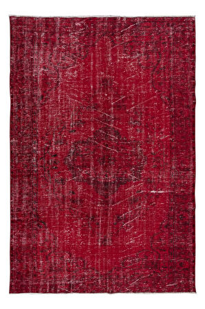 188x280 cm, Geleneksel El Dokuması Kırmızı Halı, Anadolu'dan Yünlü Halı, Modern Alan Halısı