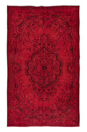168x275 cm, Kırmızı Salon Halısı, El Dokuması Yünlü Türk Halısı, Pamuklu Alan Halısı