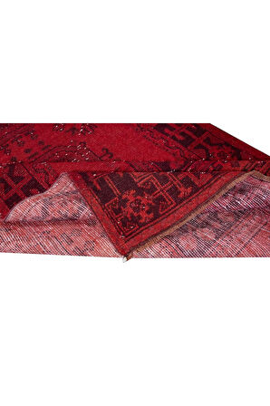 122x340 cm, Kırmızı Yolluk Halı, El Yapımı Koridor Halısı, Mutfak Halısı