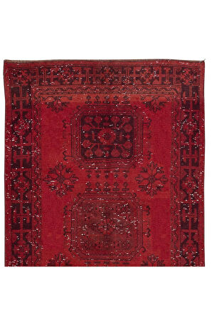 122x340 cm, Kırmızı Yolluk Halı, El Yapımı Koridor Halısı, Mutfak Halısı
