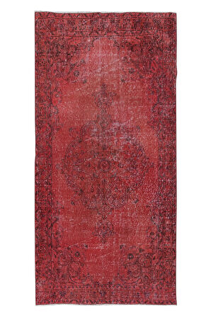 115x236 cm, Çağdaş Kırmızı Halı, El Düğümlü Mutfak Halısı, El Yapımı Halı