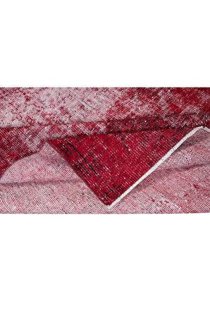 175x276 cm, Kırmızı El Yapımı Halı, Yenilenmiş Eski Halı, Yeniden Boyanmış Modern Halı