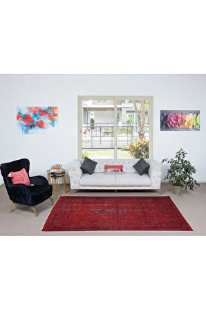 165x280 cm, El Dokuması Kırmızı Halı, Oturma Odası ve Çalışma Odası için Modern Halı