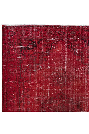 183x270 cm, Eski El Yapımı Türk İşi Halı, Modern El Dokuma Kırmızı Halı