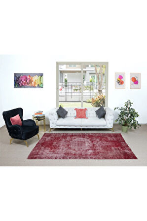 180x277 cm, Kırmızı Tonlarda El Dokuması Halı, Modern El Düğümlü Halı, Eski Türk Halısı