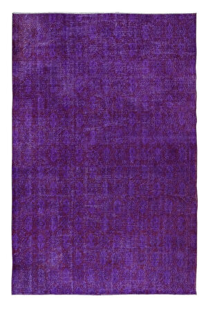 220x330 cm Mor Dış & İç Mekan Halısı, El Yapımı Halı, El Dokuma Türk Halısı, Eski Yenilenmiş Halı