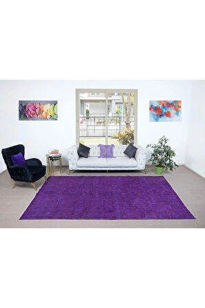 220x330 cm Mor Dış & İç Mekan Halısı, El Yapımı Halı, El Dokuma Türk Halısı, Eski Yenilenmiş Halı