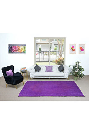 178x278 cm Modern Ev Dekoru Halı, El Dokuma Halı, Yenilenmiş Mor Halı, Türkiye'den El Yapımı Halı