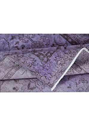 104x200 cm Çağdaş Yün ve Pamuklu Türk Halısı, El Yapımı Halı, Mor El Yapımı Halı