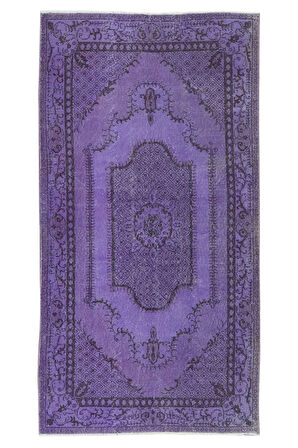 112x210 cm Modern Mor El Dokuması Yün ve Pamuklu Türk Halısı, Dekoratif Yer Örtüsü