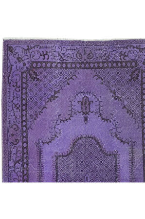 112x210 cm Modern Mor El Dokuması Yün ve Pamuklu Türk Halısı, Dekoratif Yer Örtüsü