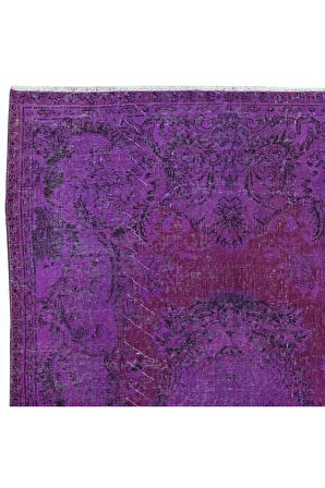 153x250 cm Mor Tonlarda El Dokuması Halı, Modern El Düğümlü Halı, Eski Türk Halısı