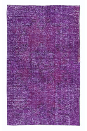 152x243 cm Mor Anadolu Halısı, Yenilenmiş El Yapımı Türk Halısı, Yün ve Pamuklu Halı
