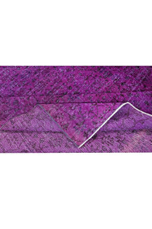 205x306 cm El Yapımı Mor Halı, El Dokuması Eski Halı, Modern Türk Halısı