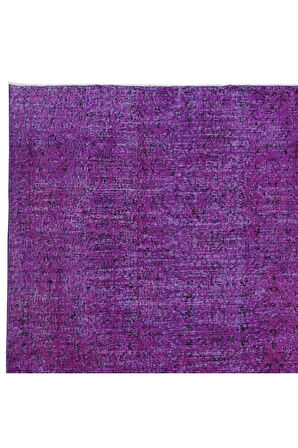 205x306 cm El Yapımı Mor Halı, El Dokuması Eski Halı, Modern Türk Halısı