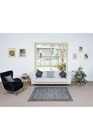 110x182 cm Modern El Yapımı Halı, Gri Çocuk Odası Halı, Gri Ev Dekoru
