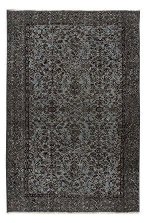 143x210 cm Gri Salon Halısı, El Dokuması Yünlü Türk Halısı, Pamuklu Alan Halısı