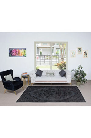 162x264 cm El Dokuması Halı, Gri Modern Halı, El Yapımı Yünlü Halı