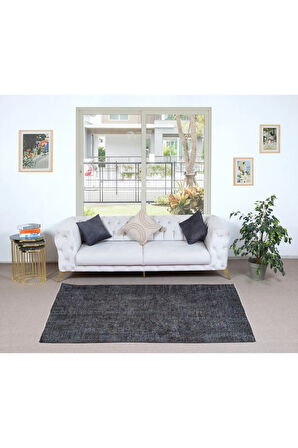145x219 cm Modern Ev Dekoru Halı, Gri El Yapımı Halı, Geleneksel Yünlü Halı