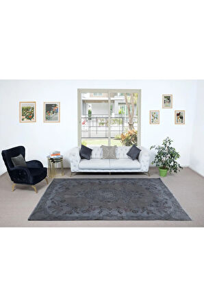 211x300 cm Modern Ev ve Ofis Dekoru için Gri Halı, El Yapımı Anadolu Halı