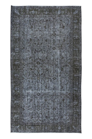 140x241 cm Çağdaş El Yapımı Gri Renkli Çiçekli Halı, 100% El Yapımı Alan Halısı