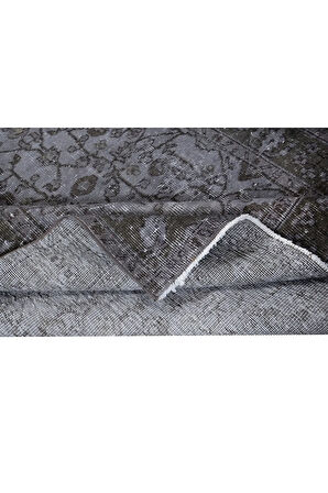 140x241 cm Çağdaş El Yapımı Gri Renkli Çiçekli Halı, 100% El Yapımı Alan Halısı