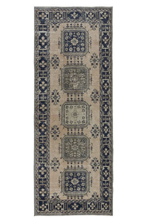 140x354 cm Eski Merdiven Halısı, El Yapımı Koridor Halısı, Türk Yolluk Halısı