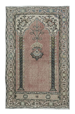 74x116 cm 20.Yüzyıl Ortası El Yapımı Küçük Halı, Eski Paspas Halı, Dekoratif Paspas