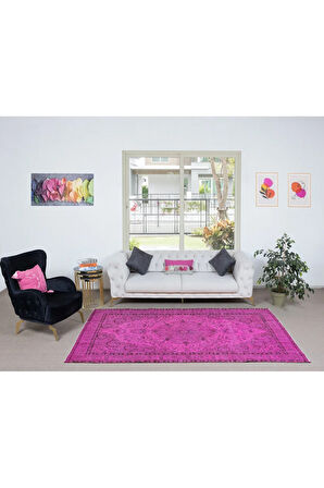 169x272 cm, Çağdaş Pembe Halı, El Düğümlü Mutfak Halısı, El Yapımı Halı