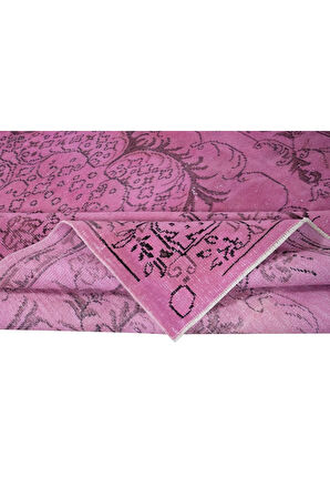 181x300 cm, Pembe El Yapımı Halı, Yenilenmiş Yün ve Pamuktan Yapılmış Eski Türk Halısı