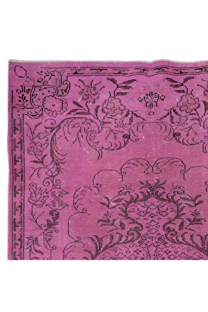 181x300 cm, Pembe El Yapımı Halı, Yenilenmiş Yün ve Pamuktan Yapılmış Eski Türk Halısı