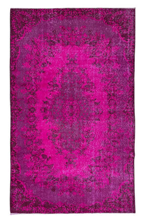 165x258 cm, Pembe Tonlarda El Dokuması Halı, Modern El Düğümlü Halı, Eski Türk Halısı