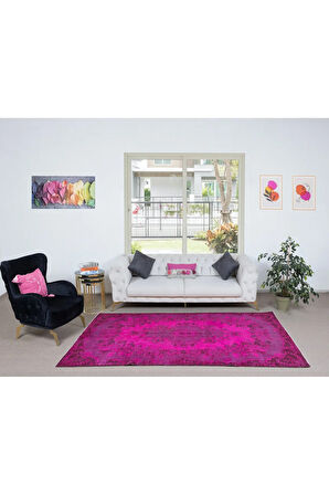 165x258 cm, Pembe Tonlarda El Dokuması Halı, Modern El Düğümlü Halı, Eski Türk Halısı