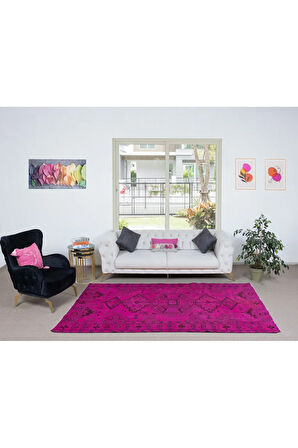 166x261 cm, Modern El Yapımı Halı, Pembe Çocuk Odası Halı, Pembe Ev Dekoru