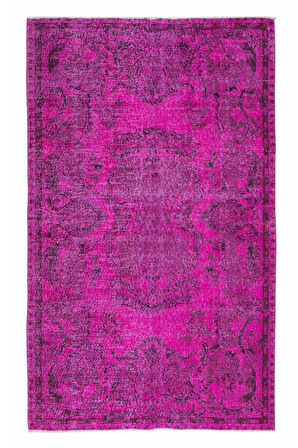 158x252 cm, El Yapımı Türk Halısı, Pembe El Dokuması Halı, Modern Yünlü Halı