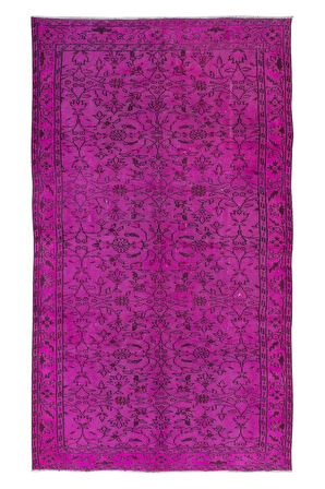 167x265 cm, Modern Ev Dekoru Halı, Pembe El Yapımı Halı, Geleneksel Yünlü Halı