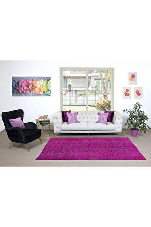 167x265 cm, Modern Ev Dekoru Halı, Pembe El Yapımı Halı, Geleneksel Yünlü Halı