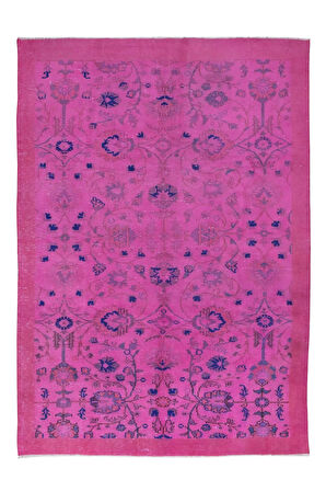197x275 cm, Eski El Yapımı Türk İşi Halı, El Dokuma Pembe Halı